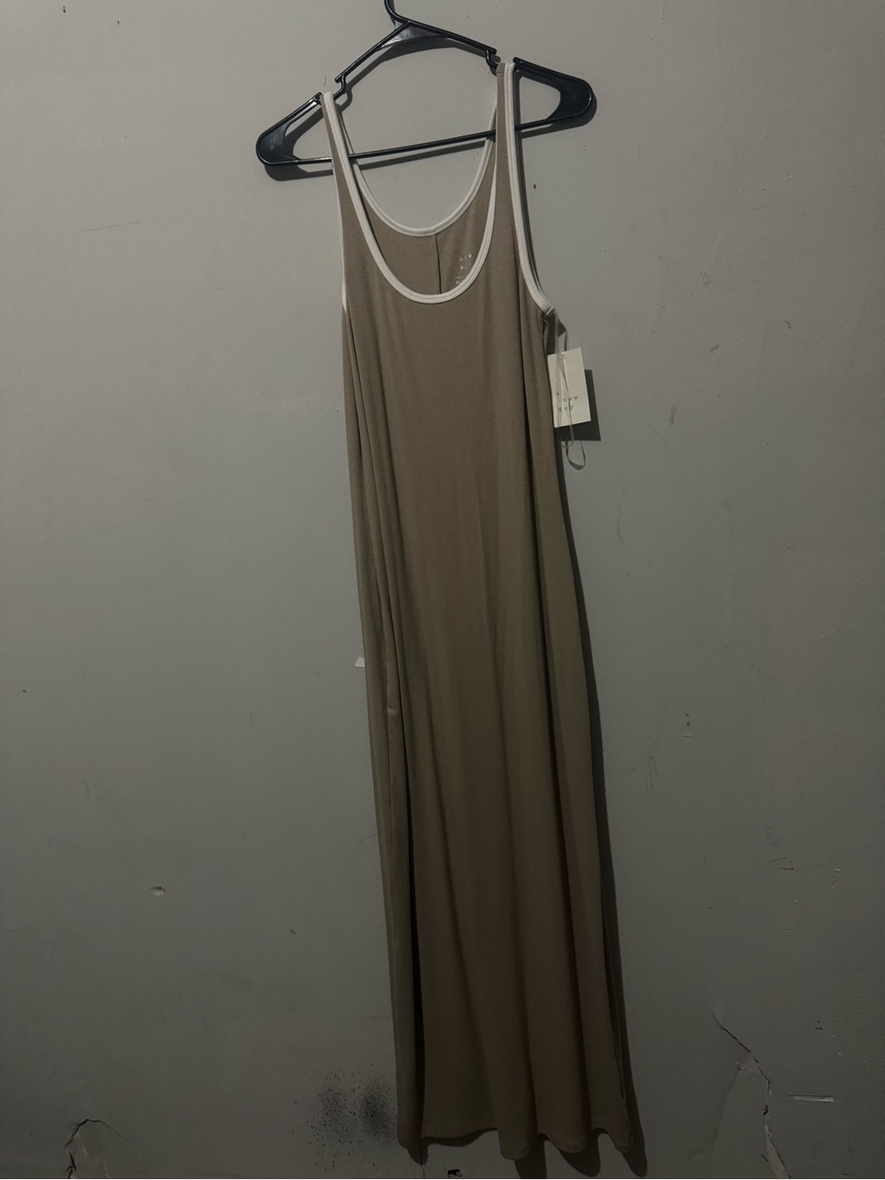 a new day Taupe Maxi Tank Dress with White Trim